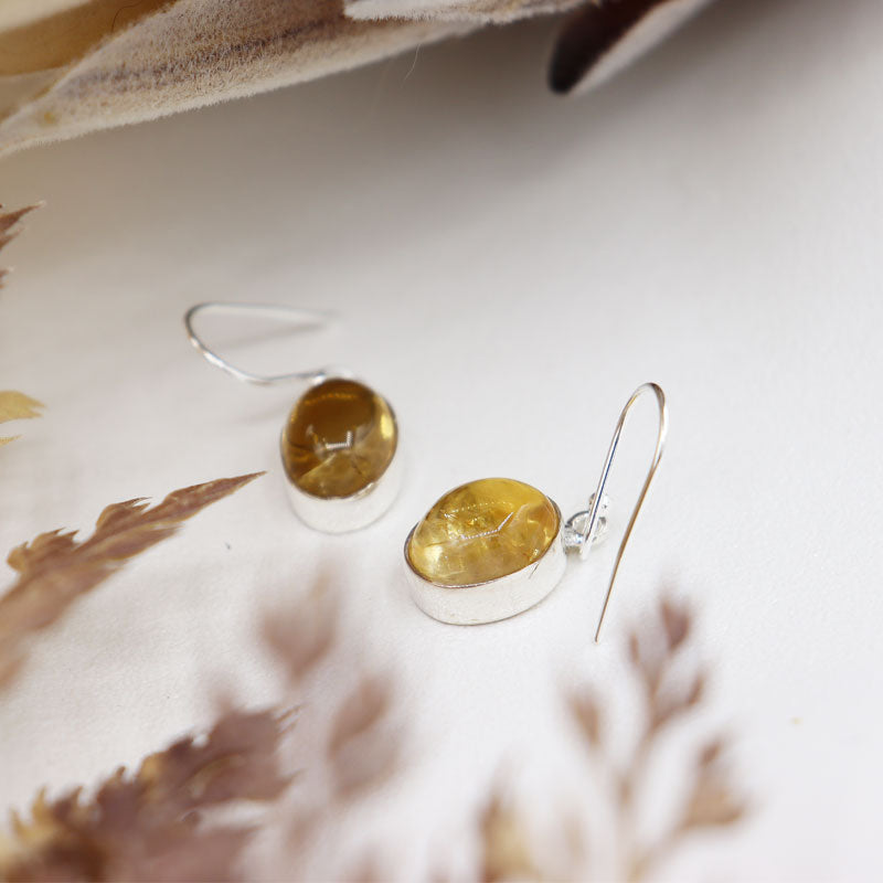 citrine gemstone sterling silver earrings