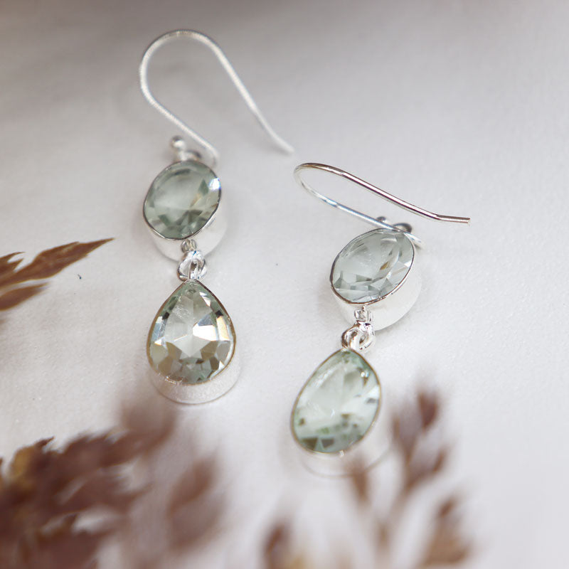 green amethyst sterling silver earrings