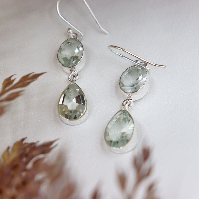 green amethyst sterling silver earrings