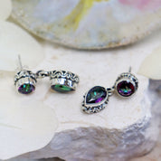 mystic topaz silver gemstone earrings