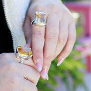 citrine silver gemstone ring