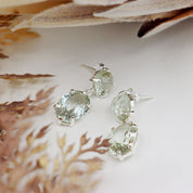 green amethyst sterling silver gemstone earrings