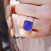 unisex lapis lazuli silver gemstone ring