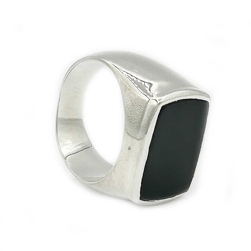 unisex black onyx silver gemstone ring