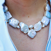 biwa pearl sterling silver gemstone necklace