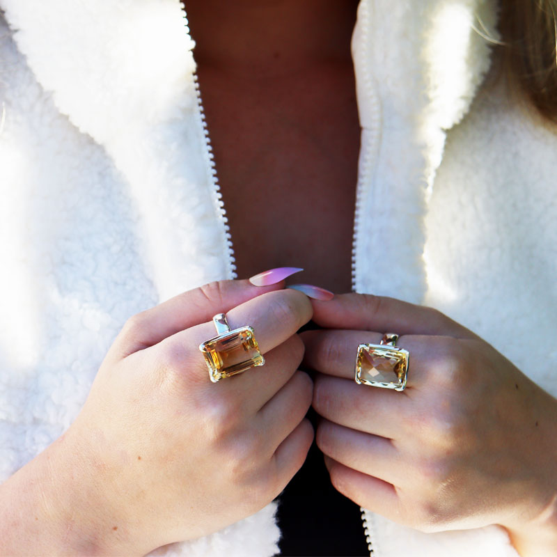 citrine silver gemstone ring