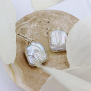 biwa pearl sterling silver gemstone earrings