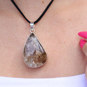 teardrop garden quartz silver gemstone pendant