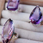 amethyst teardrop silver gemstone ring