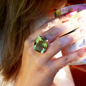 lemon quartz silver gemstone ring