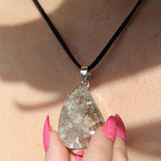 teardrop garden quartz silver gemstone pendant