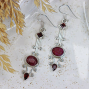 ruby quartz garnet silver gemstone earrings