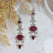 ruby quartz garnet silver gemstone earrings