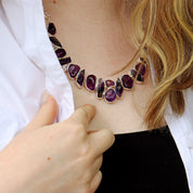 chunky statement amethyst gemstone sterling silver necklace