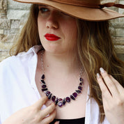 chunky statement amethyst gemstone sterling silver necklace