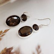 smoky quartz sterling silver gemston earrings