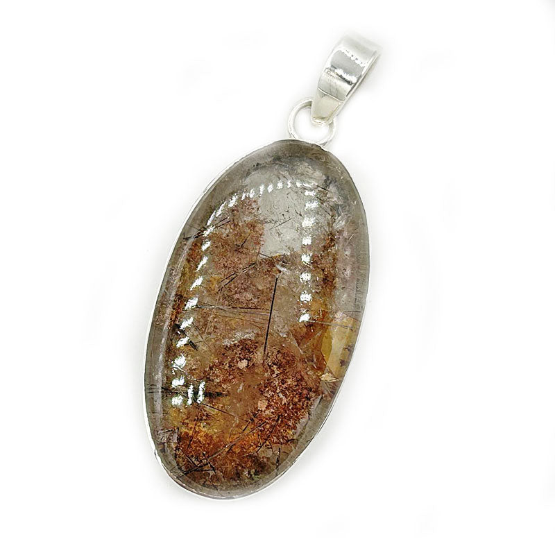 garden quartz oval silver gemstone pendant