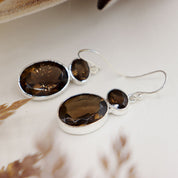 smoky quartz sterling silver gemston earrings