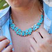 chunky turquoise blue topaz sterling silver gemstone necklace