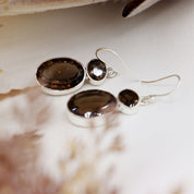 smoky quartz sterling silver gemston earrings