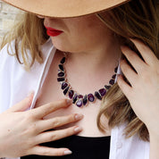 chunky statement amethyst gemstone sterling silver necklace