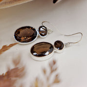 smoky quartz sterling silver gemston earrings