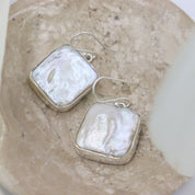 chunky biwa pearl sterling silver gemstone earrings