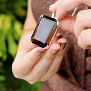 emerald cut smoky quartz sterling silver gemstone pendant