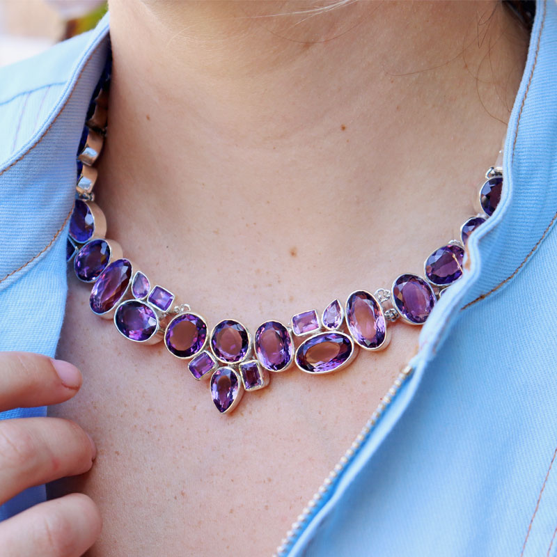 amethyst sterling silver gemstone necklace