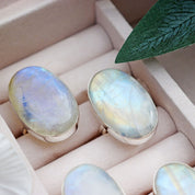 large oval moonstone gemstone silver ring