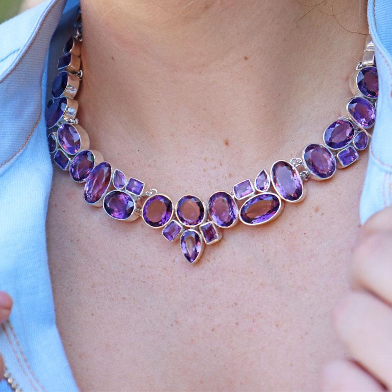 amethyst sterling silver gemstone necklace