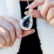 clear quartz teardrop silver gemstone pendant