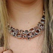 chunky smoky quartz gemstone sterling silver necklace