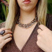 chunky smoky quartz gemstone sterling silver necklace