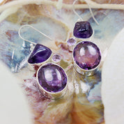 Chunky Amethyst Statement Gemstone Earrings