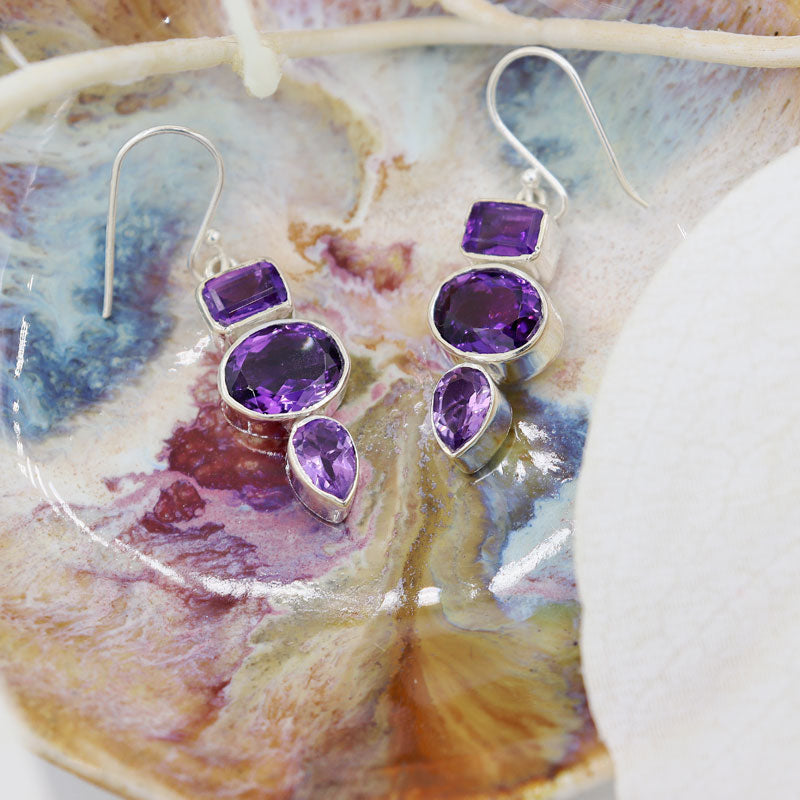 amethyst sterling silver gemstone earrings