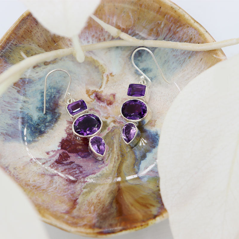 amethyst sterling silver gemstone earrings