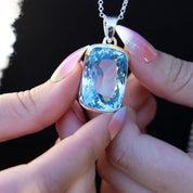 swiss blue topaz silver gemstone pendant