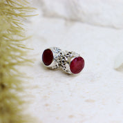 ruby quartz silver gemstone stud earrings