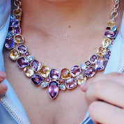 amethyst citrine topaz garnet sterling silver chunky gemstone necklace