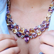 amethyst citrine topaz garnet sterling silver chunky gemstone necklace