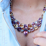 amethyst citrine topaz garnet sterling silver chunky gemstone necklace