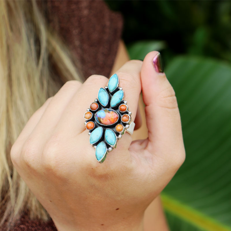 One-Off Oyster Turquoise Boho Ring