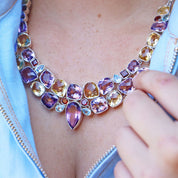 amethyst citrine topaz garnet sterling silver chunky gemstone necklace