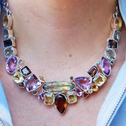 amethyst topaz multi gemstone sterling silver necklace