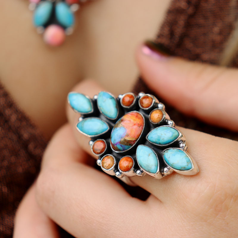 One-Off Oyster Turquoise Boho Ring