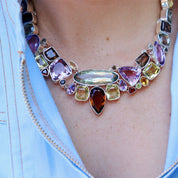 amethyst topaz multi gemstone sterling silver necklace