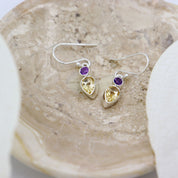 lemon quartz amethyst sterling silver earrings