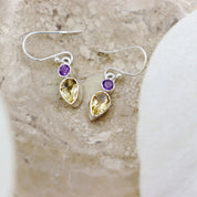 lemon quartz amethyst sterling silver earrings