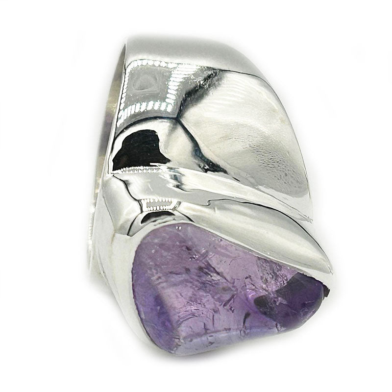 amethyst large silver gemstone ring